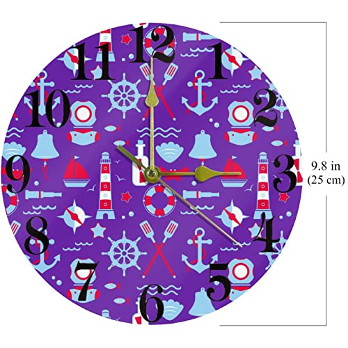 Horloge murale ronde de précision à quartz Ocean Elements silencieuse