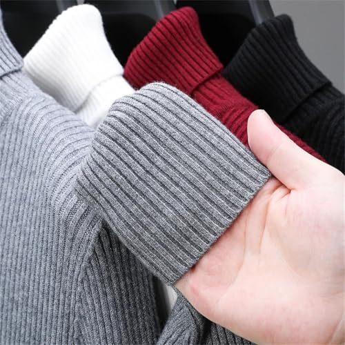 Men Loose Round Neck Wool Sweater Solid Cotton Knit Top Casual Autumn Winter Warm Pullover4