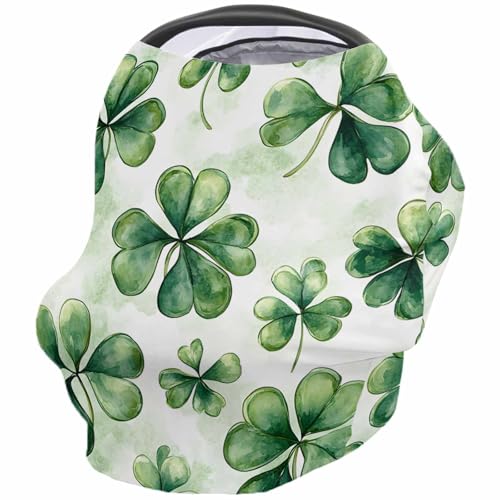 Nursing Cover for Breastfeeding Scarf, St Patrick's Day Shamrock Plant Baby Car Covers Super Soft Multi Use for Canopy Shopping Cart Cover Blanket Stroller Cover