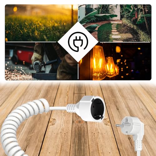 Rallonge spirale 230V 16A extensible 8m câble PVC blanc IP20 - 7