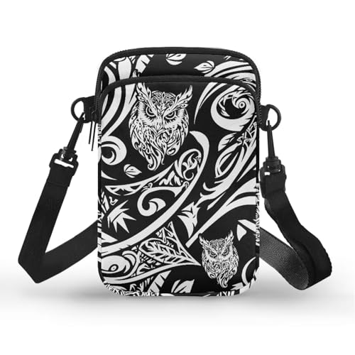 Image of Hawaiian Tribal Small Crossbody Bags for Women Cell Phone Bag Purse, Sea Turtle Zipper Sling Purses Shoulder Bag