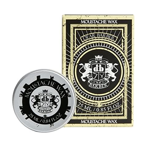 Dear Barber Moustache Wax, Flexible, Easy Styling Strong Hold, Protects Skin Conditions Hair, Keep Hold All Day, 25ml Cover