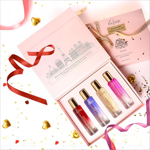 Image of La Pink Luxury French Pure Perfume Valentine Gift Set for Woman 120ml | Travel Friendly Long Lasting Fragrance Set for Women | Ideal Gift for Every Occasion | (30ml x 4)