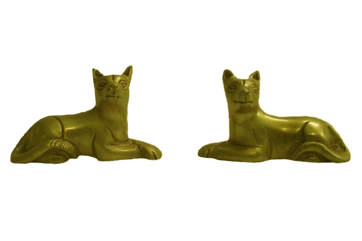 Statuettes chien en laiton Devyom : lot de 2 objets de décoration intérieure en métal doré