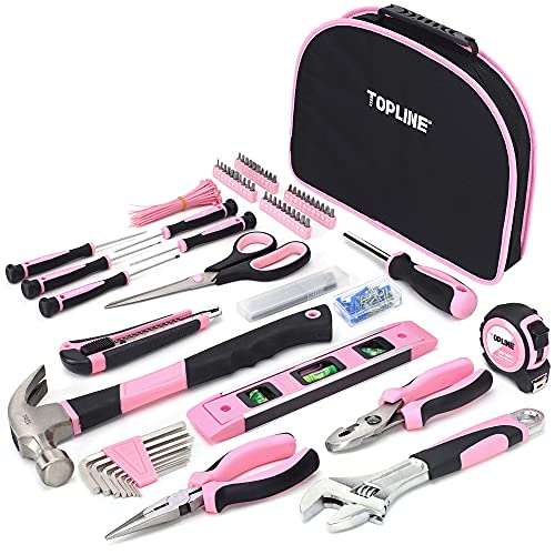TOPLINE 208-Piece Ladies Pink Tool Set with Convenient Carrying Pouch, Home Repair Kit
