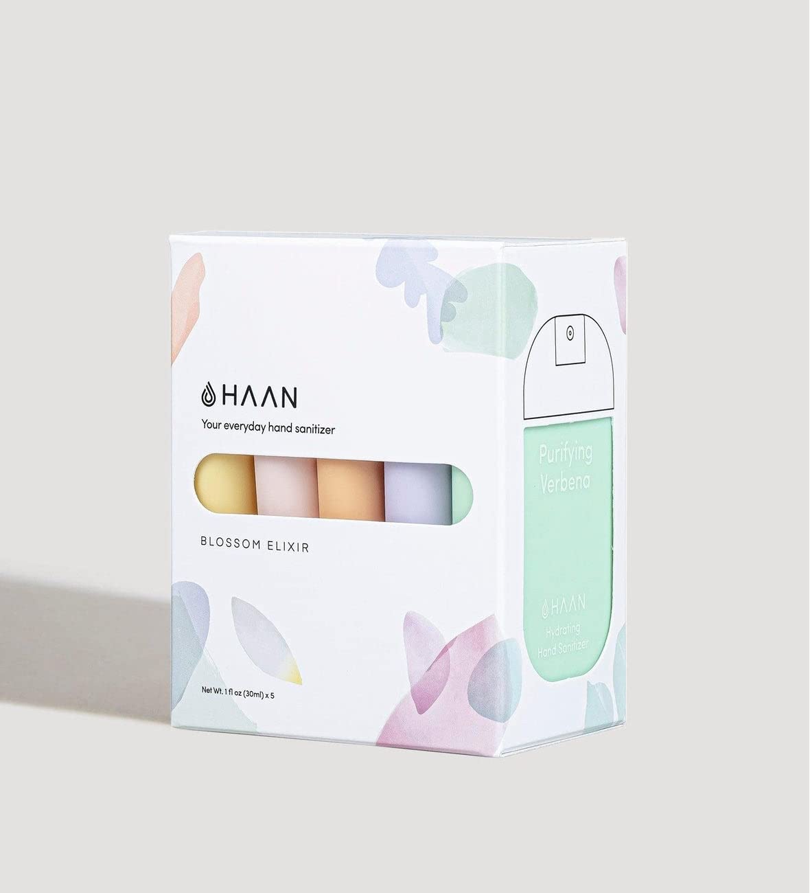 HAAN - Pack 5 Nettoyant pour les Mains Rechargeable - Gel Hydroalcoolique, Desinfectant Main - Hydratant à l'aloe vera, Colleccion Blossom Elixir, 5x30ml