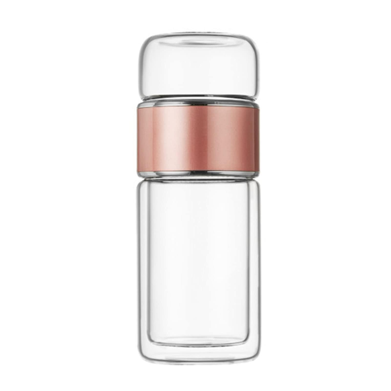 Bottiglia per Infusore per tè in Vetro Bottiglia per Infusore per tè, Infusore per tè in Vetro a Doppio Strato 430 Ml per la Casa (Oro rosa)