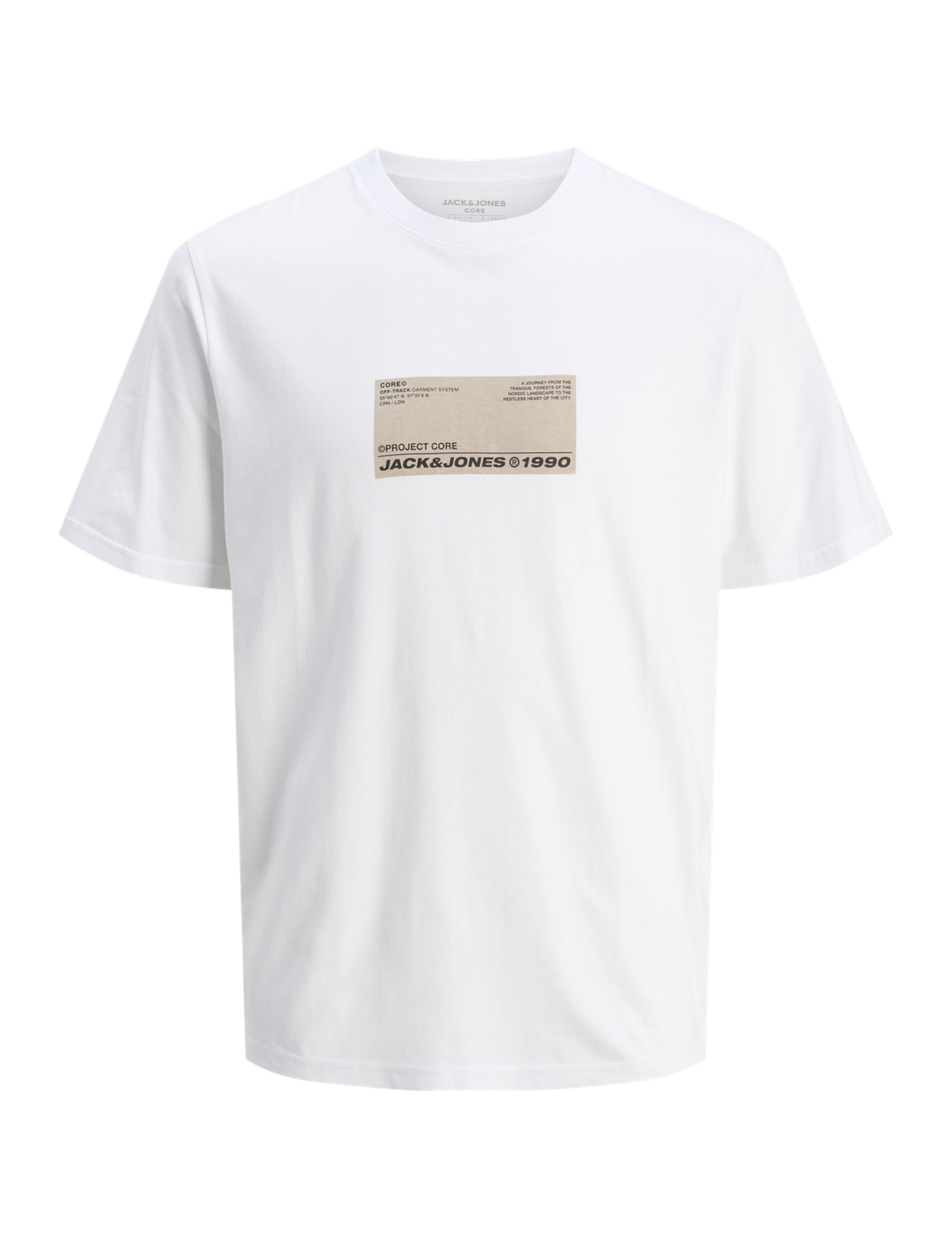 JACK & JONES Men's Jcoterrain Tee Ss Crew Neck FST T-Shirt, Bright White, S