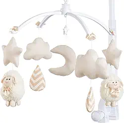 Sleep Baby Móbile Berço Musical e Giratório Ovelha Bege para Bebês e Crianças Pequenas