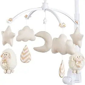 Sleep Baby Móbile Berço Musical e Giratório Ovelha Bege para Bebês e Crianças Pequenas