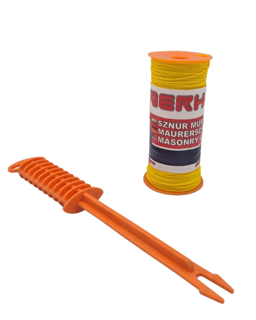 WERHE Filo da muratore su bobina Ø1,8mm 150m di lunghezza con impugnatura – Filo per pavimentazione giallo – cantiere in polipropilene intrecciato