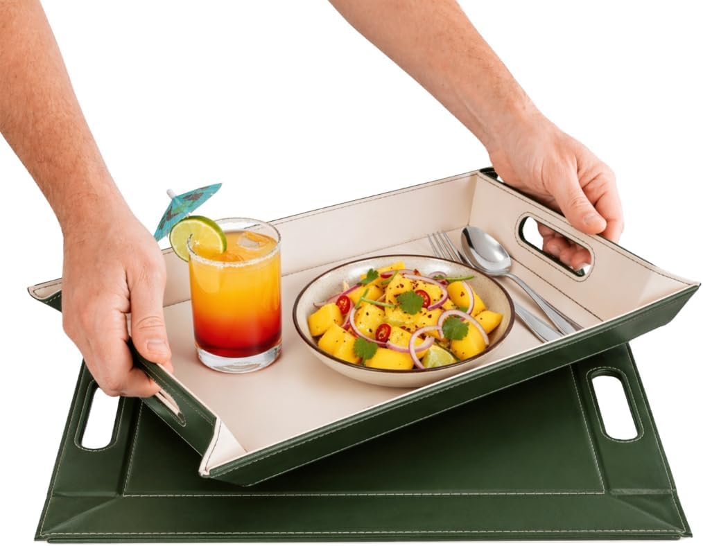 2-in-1 Serving Tray &amp; Placemat | Faux Leather &amp; Reversible