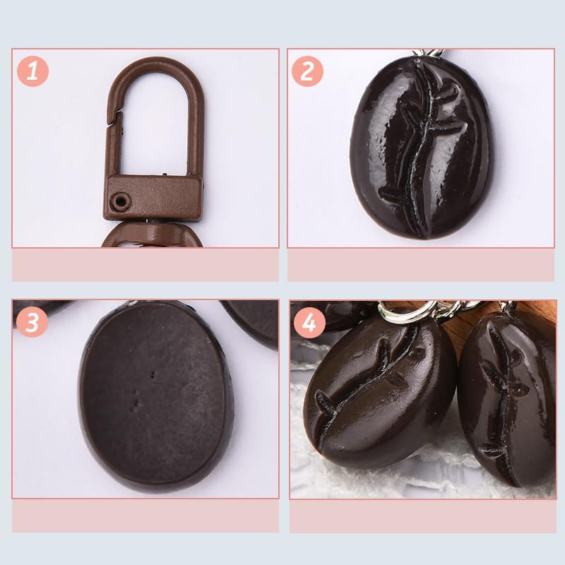 Coffee Bean Keychain Charm for Bag Purse Novelty Coffee Lovers Gifts for Barista Keychains Car Keys Backpack Earphone Case Accessories Ornaments Decors Espresso Caffeine Enthusiasts Gift - Image 5