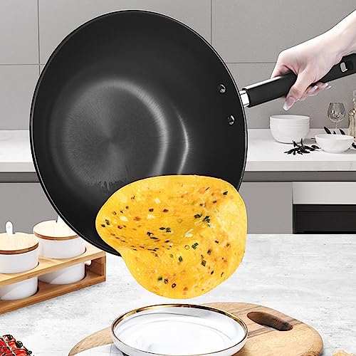 Wok de acero al carbono fondo plano con tapa de vidrio miniatura 2