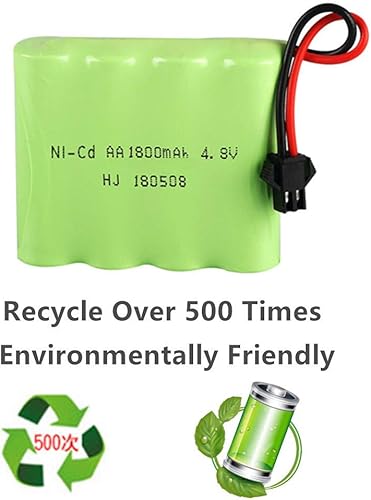 Miniatura 3 de Batería NiCD de 4.8V 1800mAh Batería AA recargable con enchufe SM para coche RC Camión RC 1:18 1:16,1:14 Tanques RC Batería 2 Pack con cargador USB