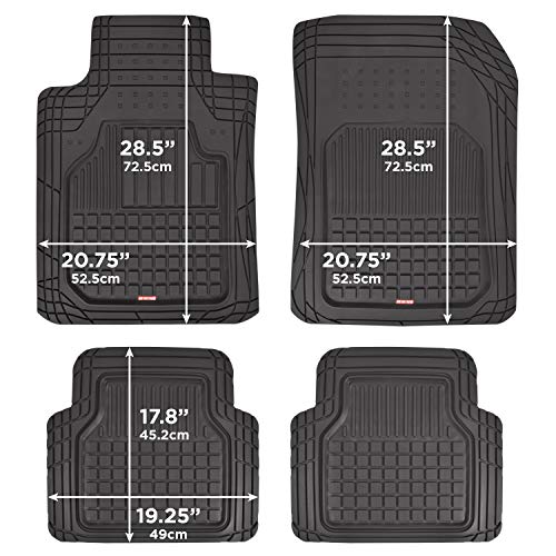 Motor Trend FlexTough Rubber Car Floor Mats and Rear Cargo Trunk Liner Mat Full Set for Auto SUVs Trucks Cars Vans Non-Slip Deep Dish Grid Weatherproof Waterproof Trim-to-Fit Heavy Duty
