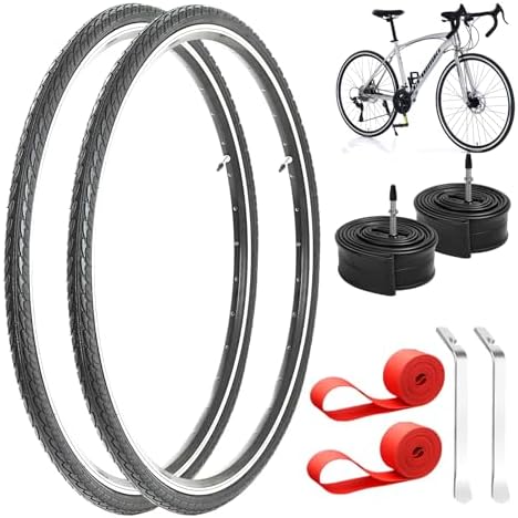 2 Pack 700x35c Road/Gravel/City Bicycle Tire Set - Black Tread | Includes 2 Tires, 2 Inner Tubes, 2 Rim Tapes & 2 Tire Levers | Complete Replacement Kit