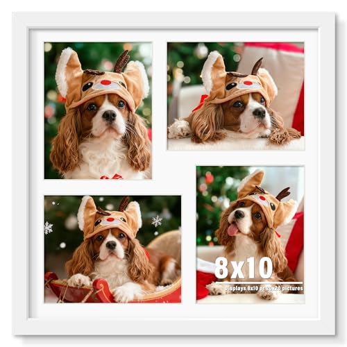 Image of DUENPY 20x20 Collage Picture Frame 8x10 Picture Frame Collage Displays Four 8x10 inch Photos Available Horizontal Wall Mounting Display and Vertical White
