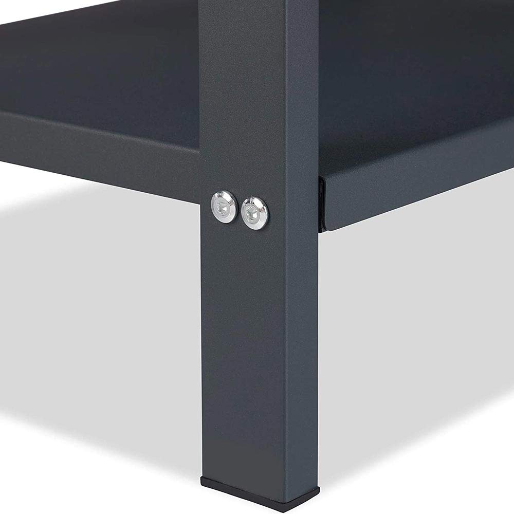 BAKAJI Leñera vertical soporte estantería de metal porta leña 2 estantes de interior exterior leñera casa jardín para chimenea, chimenea, estufa de diseño moderno (100 x 40 x 30 cm)