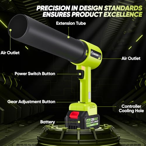 Image of SakerPlus Cordless Leaf Blower, Brushless Air Blower with Extended Nozzle