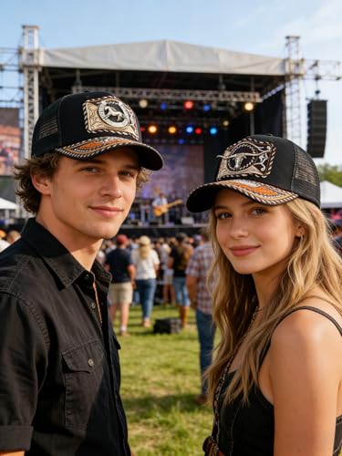 Image of TOPACC Western Trucker Hat for Men Women Cowboy Country Hat Snapback Cap
