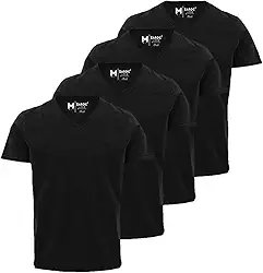 Kit 4 Camisetas Masculinas Slim Gola V Algodão Premium
