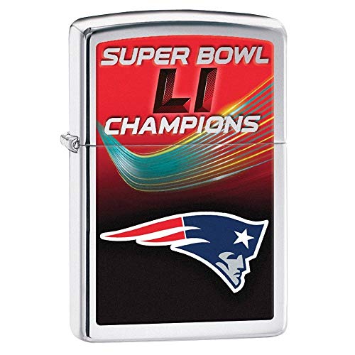 Zippo NFL New England Patriots Super Bowl Li Champions High Polish Chrome Pocket Lighter, One Size