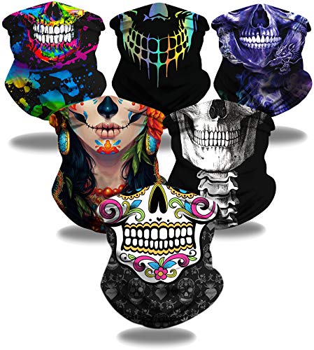 Ababalaya Face Bandanas for Sports, Outdoors, Sport Headband Neck Gaiter, Skull Series