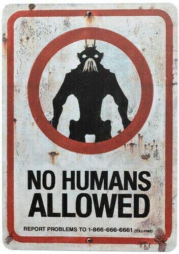 Dafony No Humans Allowed Metal Signs poster Retro Wall decor Vintage Band Hanging Plaque Gift Yard Bar Cafe Gift