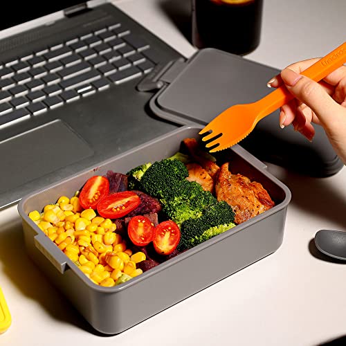 linoroso Bento Lunch Box for Adults with 3 Compartments Lunchbox with Sauce Container and Utensils - Image 4