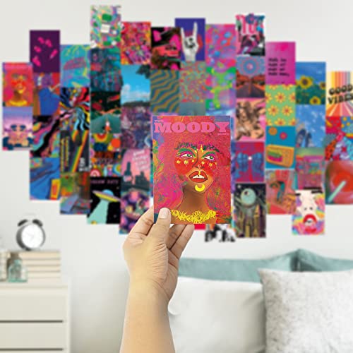 Image of Fardes Indie Room Decor for Bedroom Aesthetic, Indie Wall Collage Kit Aesthetic Pictures for Trippy Room Decor, 50pcs Grunge and Funky Decor Prints