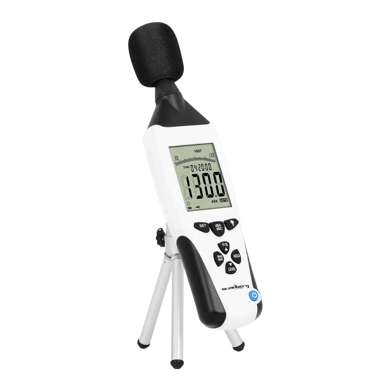 Steinberg Systems Schallpegelmessgerät 30-130 dB ±1,5 dB, 31,5 Hz-8,5 kHz, Datenlogger, USB, 260.000 Messungen