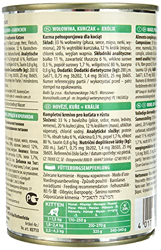 animonda GranCarno Carny Kitten Katzenfutter, Nassfutter Katzen bis 1 Jahr, Rind, Huhn + Kaninchen, 6 x 400 g