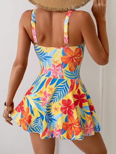 Image of Aidonger One Piece Swim Dress Swimsuits for Women Tummy Control Swimdress Skirt Bathing Suit