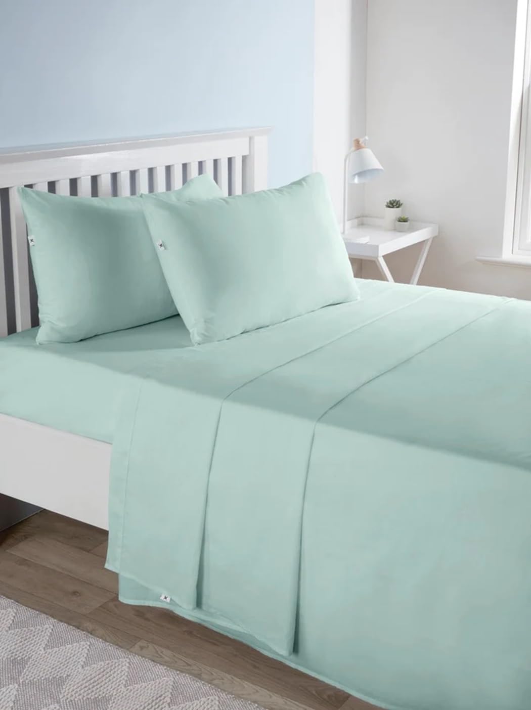 Comfortnights Duck Egg Flame Retardant Bed Linen Housewife Pillowcase Pair (Duck Egg), Certified To Bs7175 Ignition Source 5+7, Also Known As Crib 7 Or Fr Source 7.