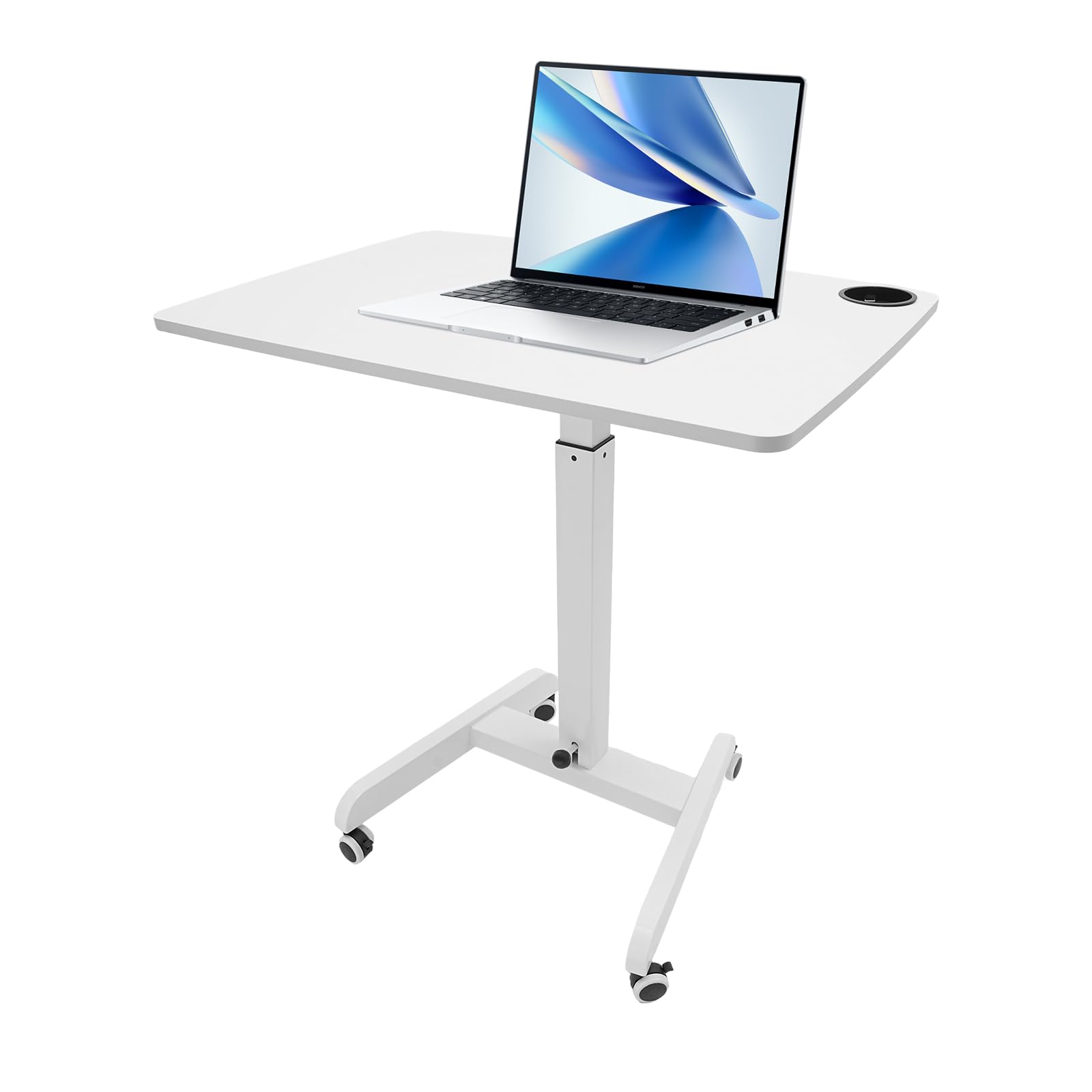 Bitodd Mobile Standing Desk Adjustable Height Portable Stand Up Desk with Wheels Wide Tabletop Computer Desk Small Standing