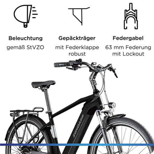 ZÜNDAPP Ebike Herren 28 Zoll Trekkingfahrrad | E Bike 8 Gänge 175-195 cm Elektro Fahrrad | E-Bike Elektrofahrrad mit hydraulischen Scheibenbremsen | Z810 – Bild 5