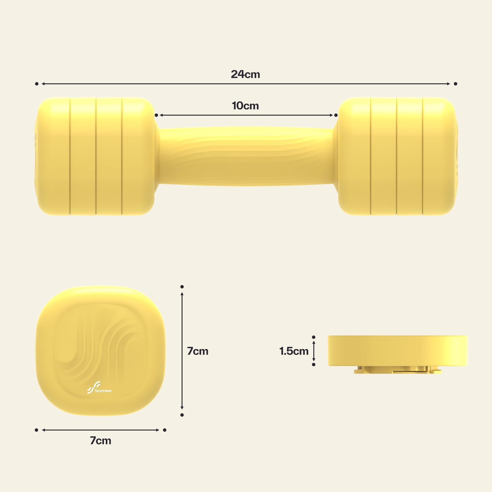 Sportneer Regulowane hantle dla kobiet – zestaw hantli 2 sztuki (po 1 – 2,5 kg) z antypoślizgowym uchwytem z tworzywa TPU, zestaw hantli 4 w 1 do sprzętu fitness do domu, domowa siłownia i trening