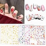 Chisafly ネイルシール 和風 和柄 正月 ネイル用シール 桜 花びら 花火 和装 着物 成人式 浴衣 レトロ 立体 6枚セット