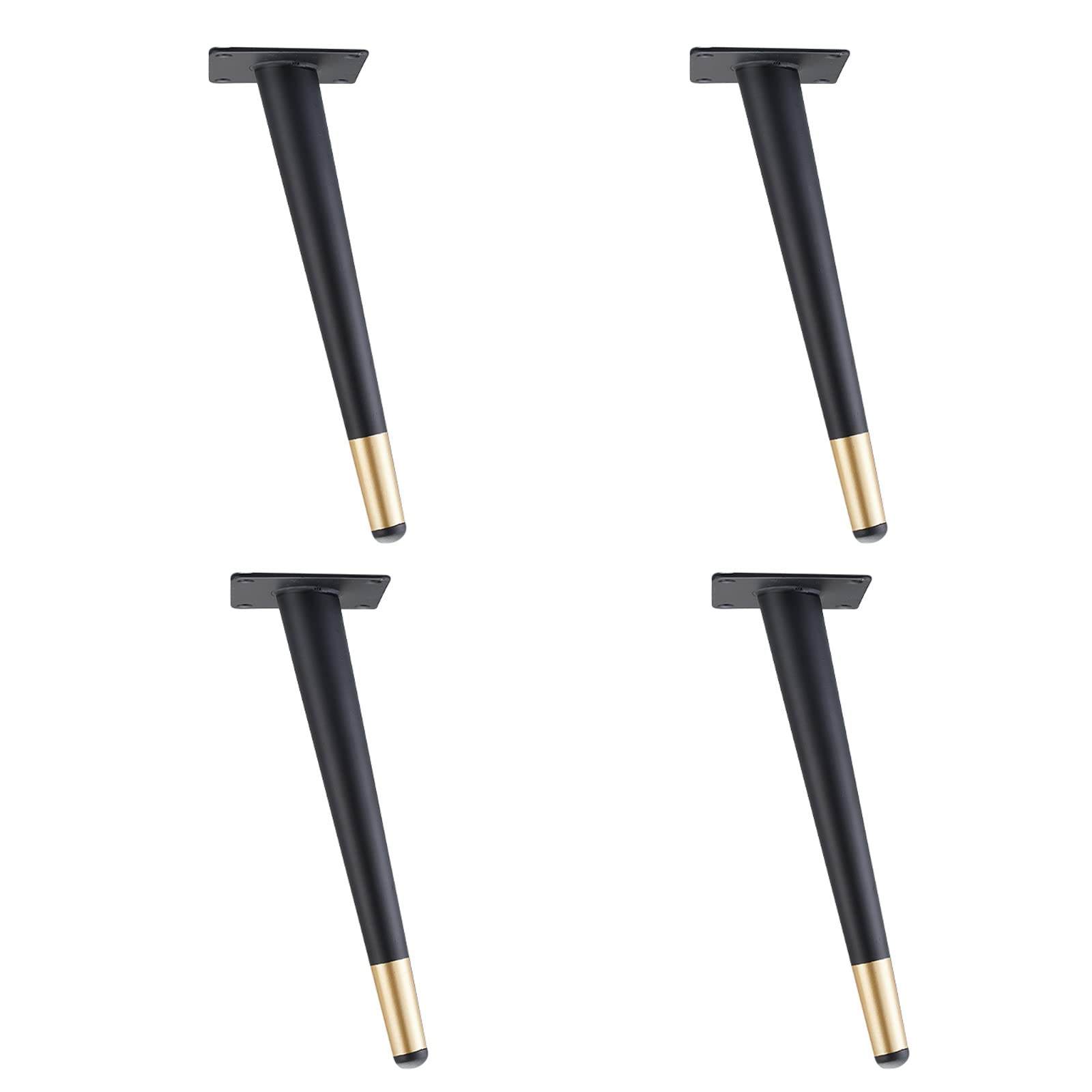 4 Pezzi di Gambe da Tavolo Inclinate,Gambe di Mobili in Metallo,Gambe per Mobili in Metallo Massiccio Fai-da-Te con Viti Protezioni per Pavimenti in Gomma,per mobili (25cm/9.84in,Black gold)
