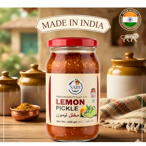 Saby Lemon Pickle 400g | Premium Traditional Lemon Achar | Tangy & Spicy Pickle | Made with Natural Ingredients & Spices | Authentic Taste | Ideal with Rice, Paratha & Meals | Hygienically Packed