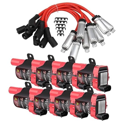 8 Pack D585 Ignition Coil Pack With 748UU 8mm Spark Plug Wires Compatible With Chevrolet GMC CADILLAC LS1 LS3 4.8L 5.3L 5.7L 6.0L C1251 UF262 Part Number 12622553 12656210 (Round)