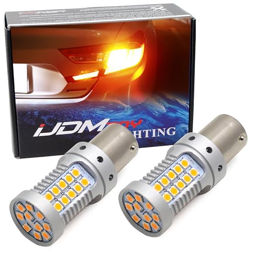 iJDMTOY CAN-bus 25W High Power Amber LED Rear Turn Signal Bulbs Compatible With 2018-2022 Honda Accord Sedan (No No Hyper FlashLoad Resistor Required)
