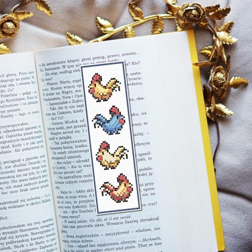 Image of FREEBLOSS 6 Set Cross Stitch Bookmark Kit Cross Stitch Kit Farm Animals Stamped Cross Stitch Bookmark with Instruction Cross Stitch Kits for Adults DIY Bookmark Kit 8.7''x3.15''