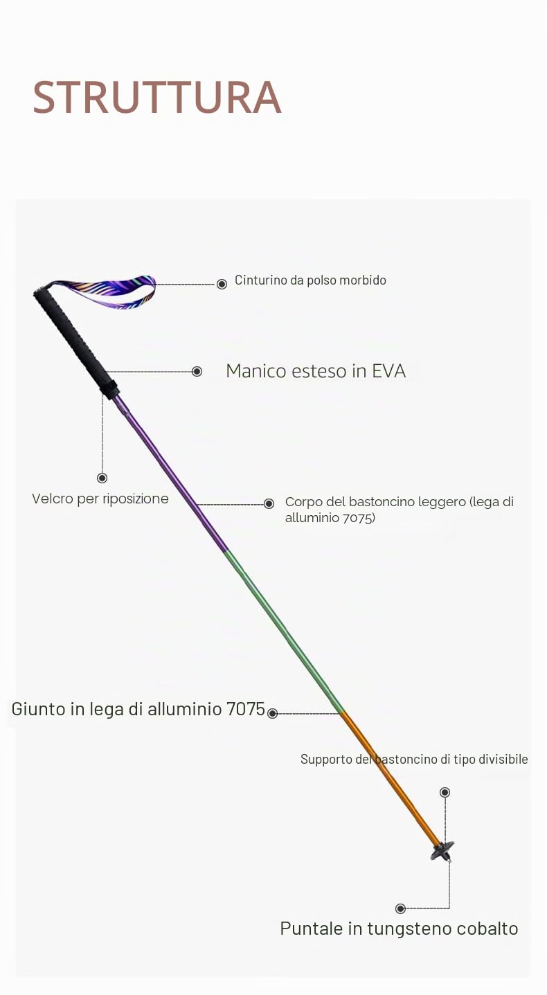 AONIJIE Bastoncini da Trekking Leggeri e Pieghevoli, Bastoncini da Trekking in Alluminio 7075, Regolabili 120 cm per Bastoncini da Trekking e da Passeggio, invia Un Paio di 2 Pezzi