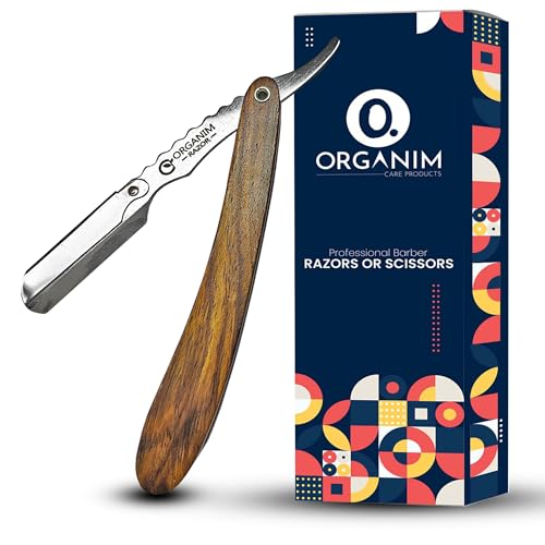 Image of ORGANIM Professional Wood Ustra for Men - Stainless Steel Straight Razor Salon for Barber Shaving - Saloon Style Manual Shave Ustra with Premium Wooden Handle - Beard Shaping & Lining (Blades Not Included)