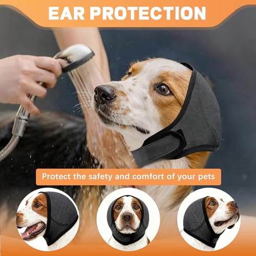 Ohrenschutz Hund, Gehörschutz für Hunde, Wasserdicht und Komfortabel Verstellbarer Schallschutz Ideal Stress und Angst zu Reduzieren, zum Baden Fellpflege Schwimmen für Gewitter und Feuerwerk (M)