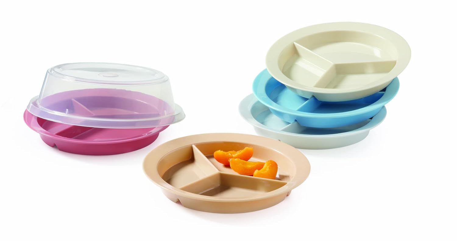 G.E.T. P-1530-M, Supermel Collection, Pink 9" 3-Compartment Melamine Plates (Pack of 12)