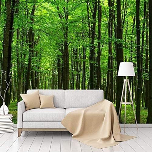 Fresco Tridimensional Minimalista Bosque Verde 3D Papel Pintado Tapiz Textura de Seda Oficina Comedor Sofá Dormitorio Sala Estar TV Fondo Pantalla-250cm×170cm