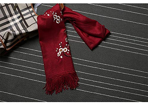 Châle pashmina broderie prune idéal pour vos sorties d'hiver - 3